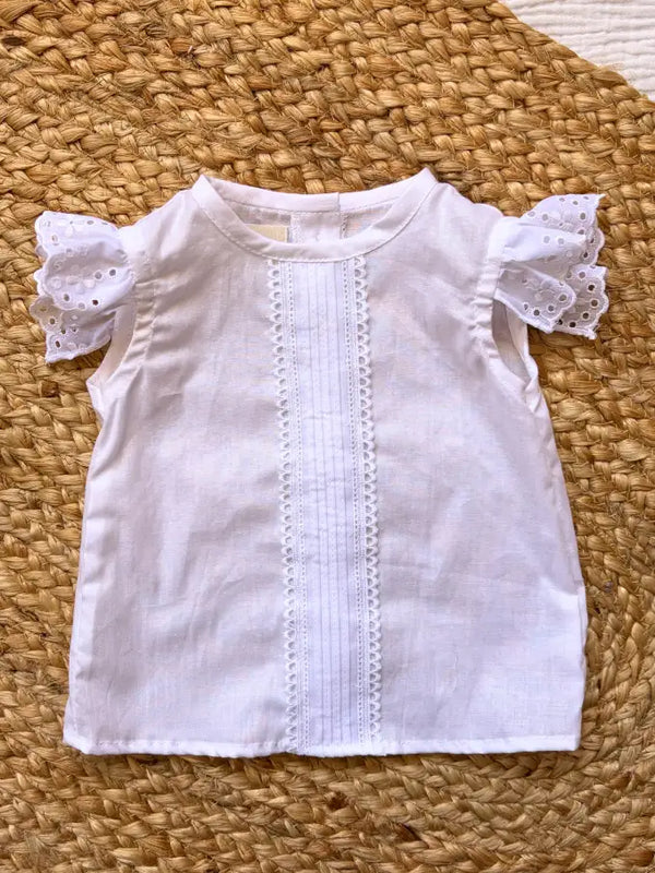 Blusa blanca con detalle central Algodón