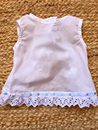 Blusa blanca con pasacintas azul Algodón