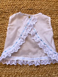 Blusa blanca con pasacintas azul Algodón