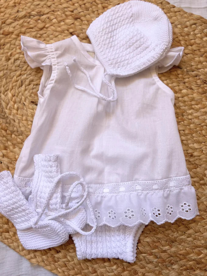 Blusa blanca con pasacintas blanco Algodón con punto blanco Magnolia