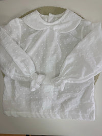 Blusa de algodón blanco de cuello bebé Cala
