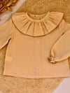 Blusa cuello volante beige Gerbera