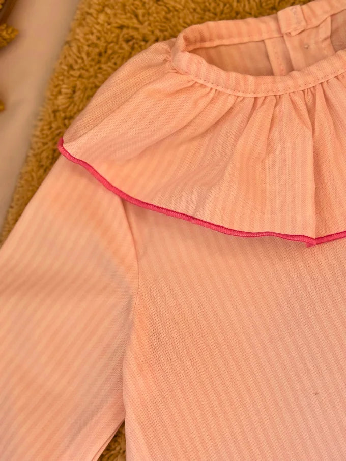 Blusa cuello volante de rayas rosas - Colección Nenúfar