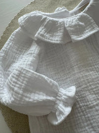 Blusa de doble gasa de algodón con cuello de volante - Jazmín