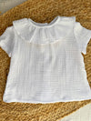 Blusa manga corta blanca de doble gasa Jazmín