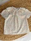 Blusa manga corta de flores verde agua y mostaza Eucalipto
