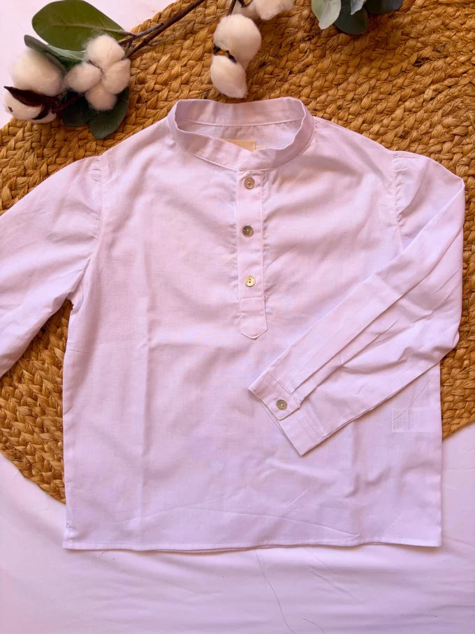 Camisa cuello mao bebé blanca Colección Algodón | MICŪ baby