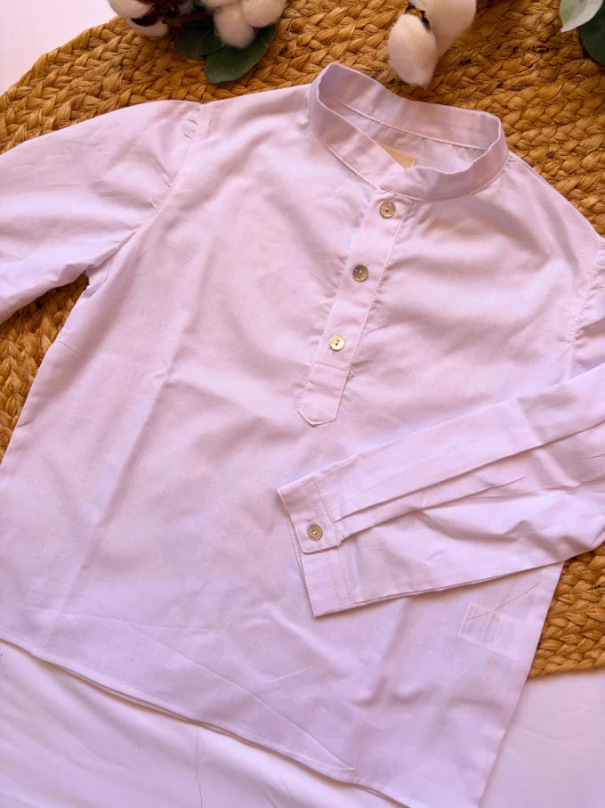 Camisa cuello mao bebé blanca Colección Algodón | MICŪ baby