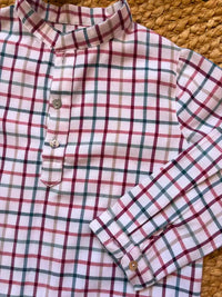 Camisa cuello mao de cuadros multicolor con fondo blanco Colección Almendro | MICŪ baby