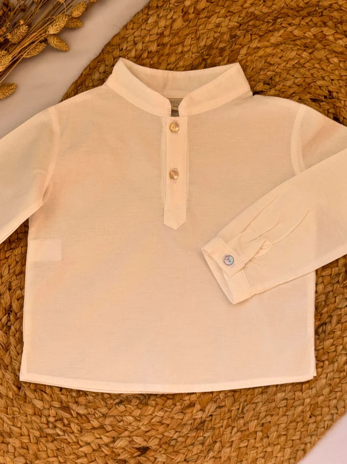 Camisa blanca cuello mao - Colección Algodón