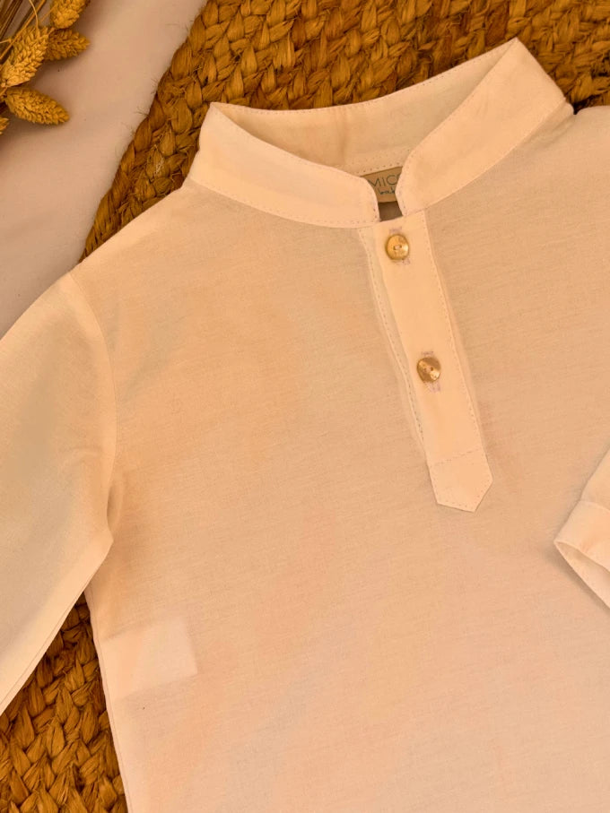 Camisa blanca cuello mao - Colección Algodón
