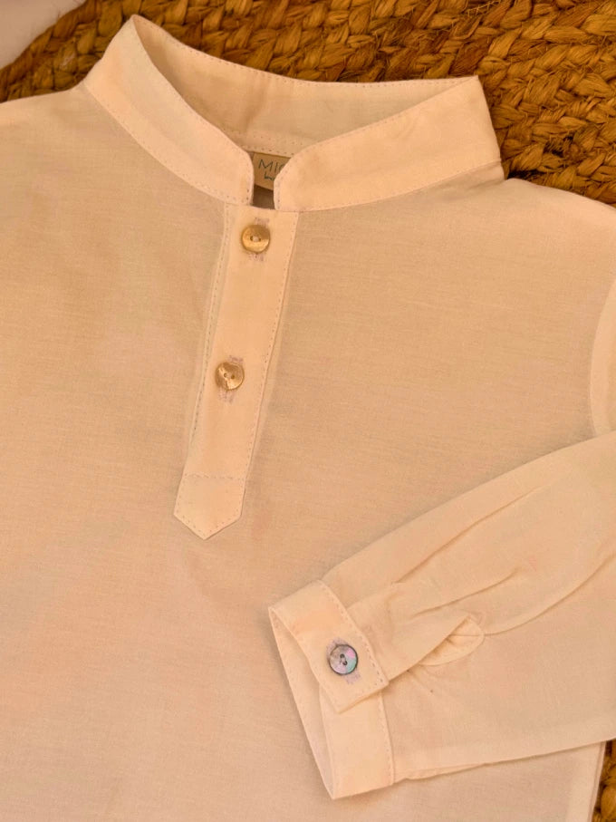 Camisa blanca cuello mao - Colección Algodón