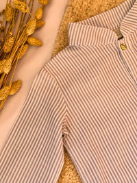 Camisa de rayas grises cuello mao - Colección Nenúfar