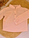 Camisa de rayas rosas cuello mao Nenúfar