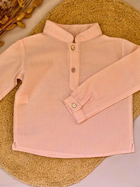 Camisa de rayas rosas cuello mao - Colección Nenúfar