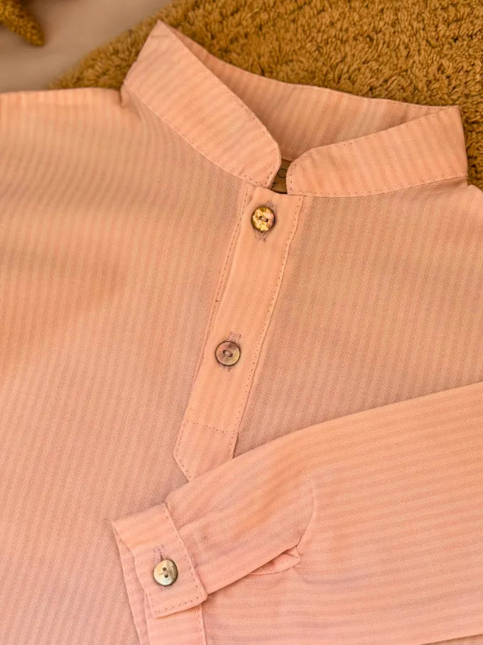 Camisa de rayas rosas cuello mao - Colección Nenúfar