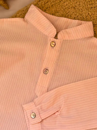 Camisa de rayas rosas cuello mao - Colección Nenúfar