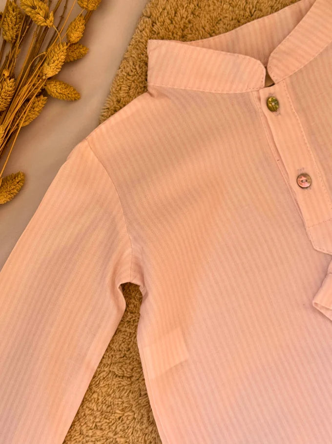 Camisa de rayas rosas cuello mao - Colección Nenúfar