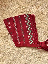 Capota de punto jacquard burdeos - Colección Acebo
