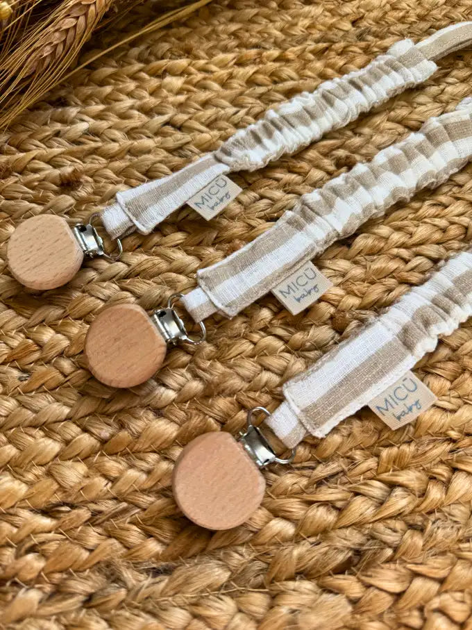 Chupetero de rayas beige Espiga