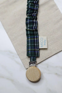 Chupetero de cuadros elegantes con pinza de madera Abedul