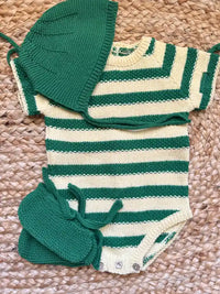 Conjunto de punto de rayas verdes Menta