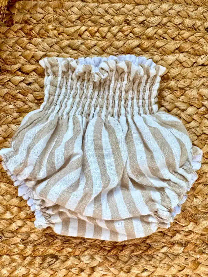 Cubrepañal de rayas beige Espiga