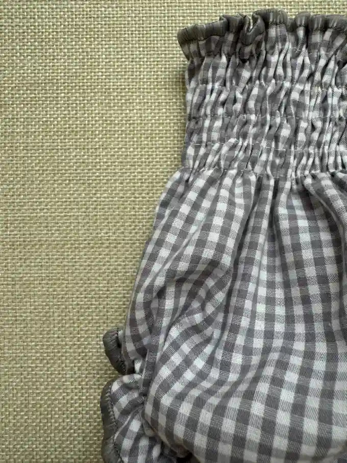 Cubrepañal de Vichy Gris y Blanco - Dalia