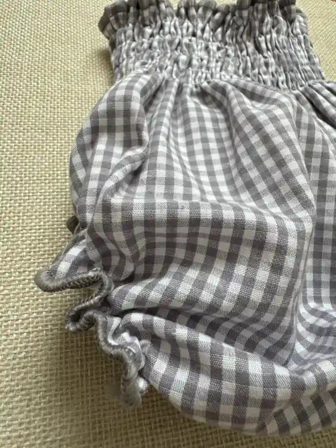 Cubrepañal de Vichy Gris y Blanco - Dalia