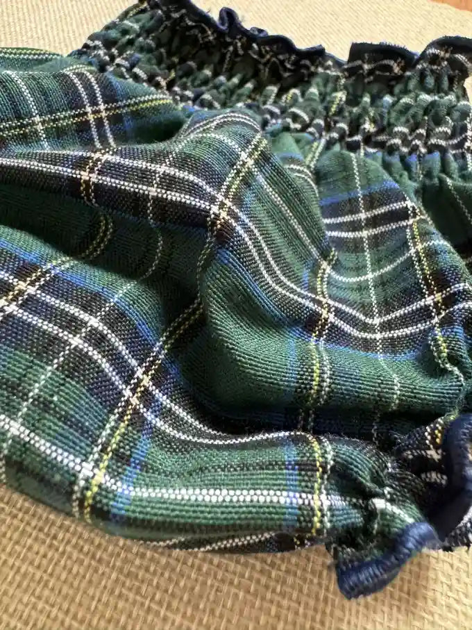 Cubrepañal de cuadros verdes y azul marino - Abedul