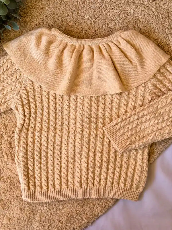 Jersey/Chaqueta con volante de punto crema - Colección Camomila