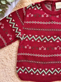 Jersey de punto jacquard burdeos - Colección Acebo