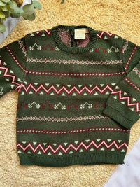 Jersey de punto jacquard verde - Colección Acebo