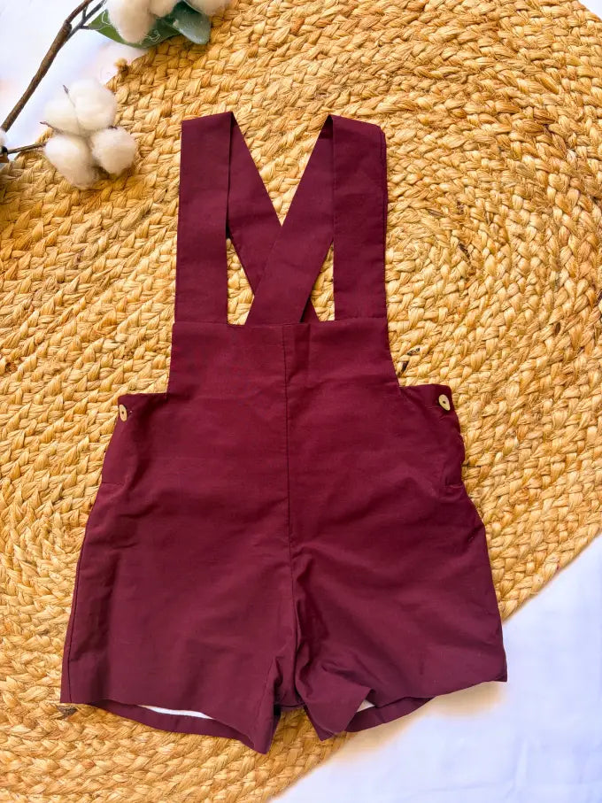 Pantalón con tirantes liso granate Colección Arándano | MICŪ baby