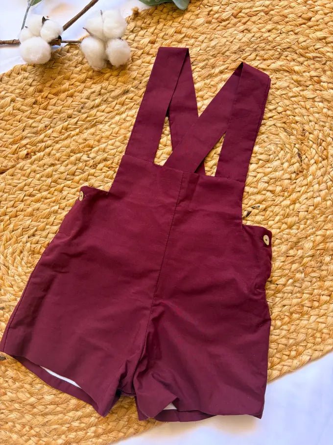 Pantalón con tirantes liso granate Colección Arándano | MICŪ baby