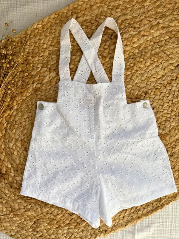 Pantalón con tirantes blanco bordado Azahar