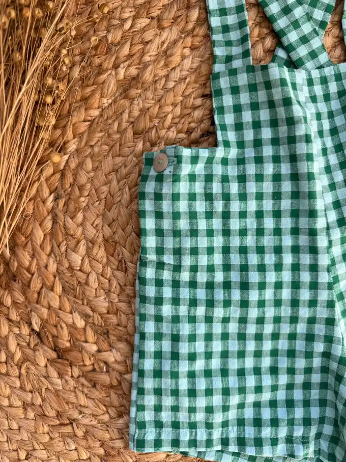 Pantalón con tirantes de cuadro vichy verde Petunia