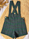 Pantalón con tirantes de cuadros verdes y azul marino Abedul