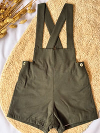 Pantalón con tirantes verde pino liso - Colección Abeto