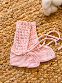 Patucos de punto rosa bebé - Colección Alegría| MICŪ baby
