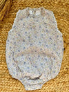 Pelele de manga sisa de flores azul y rosa Verbena