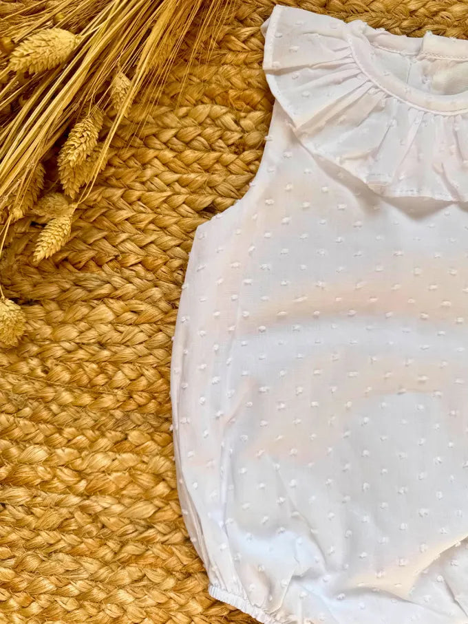 Pelele de manga sisa de plumeti blanco Cala