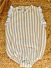 Pelele de manga sisa de rayas beige Espiga