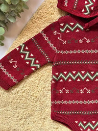 Pelele de punto jacquard burdeos - Colección Acebo