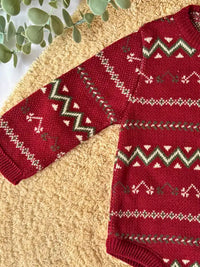 Pelele de punto jacquard burdeos - Colección Acebo