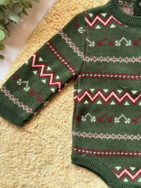 Pelele de punto jacquard verde - Colección Acebo