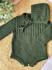 Pelele de punto verde - Colección Musgo