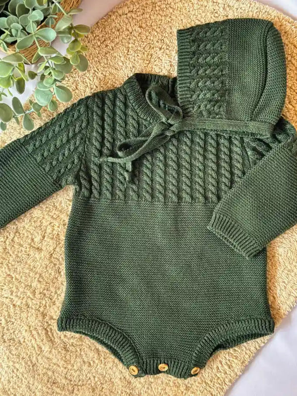 Pelele de punto verde - Colección Musgo