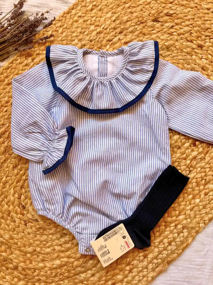 Pelele de rayas azules Coleccion Nenúfar | MICŪ baby