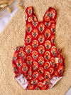 Ranita roja tintada a mano con estampado floral Loto